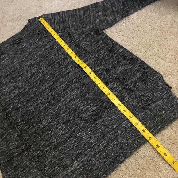 Lord & Taylor Salt and Pepper Cotton Blend Fringed Sweater - Large - Picture 14 of 16